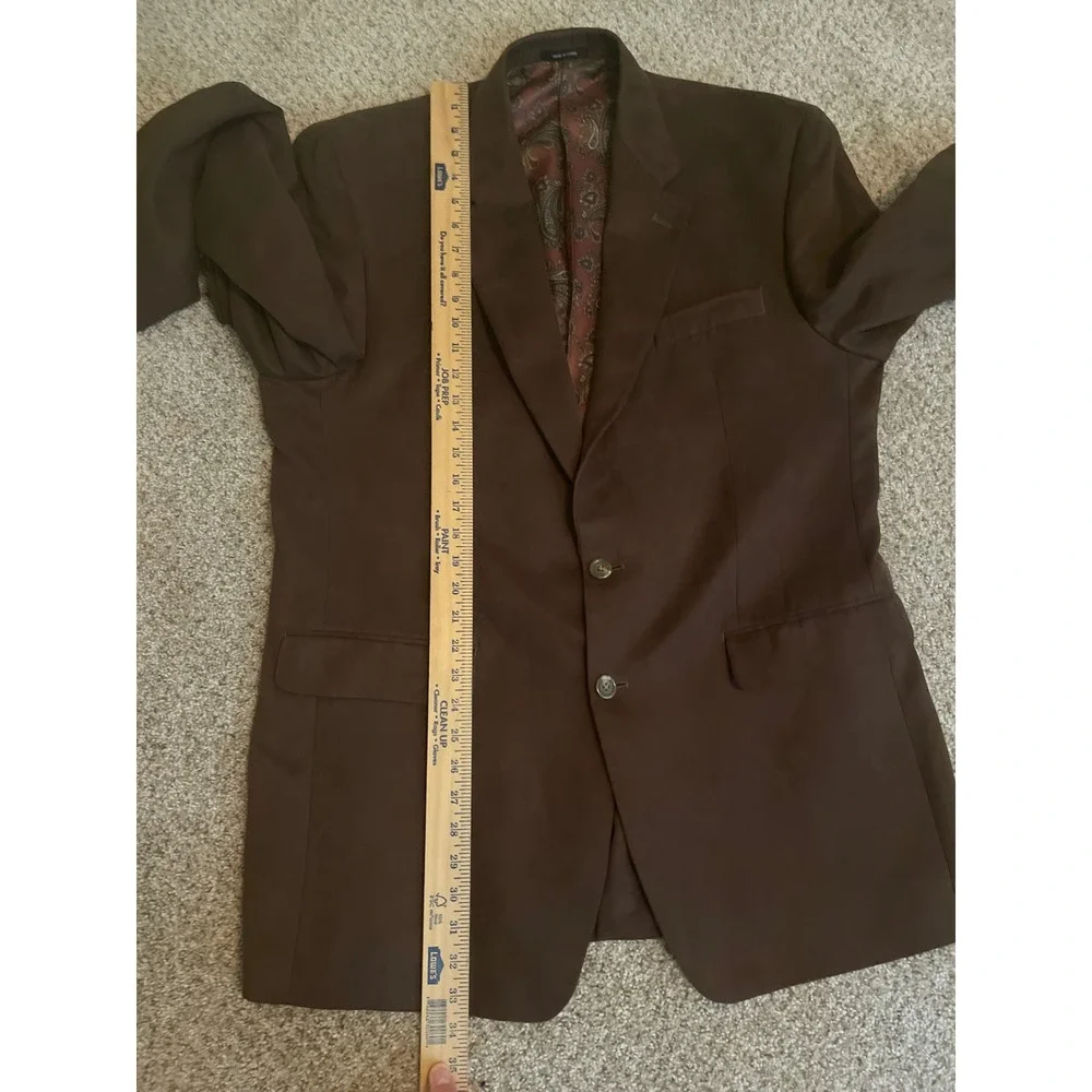 Lauren Ralph Lauren Men's Blazer Jacket 42L Brown Faux Suede Paisley Lined
